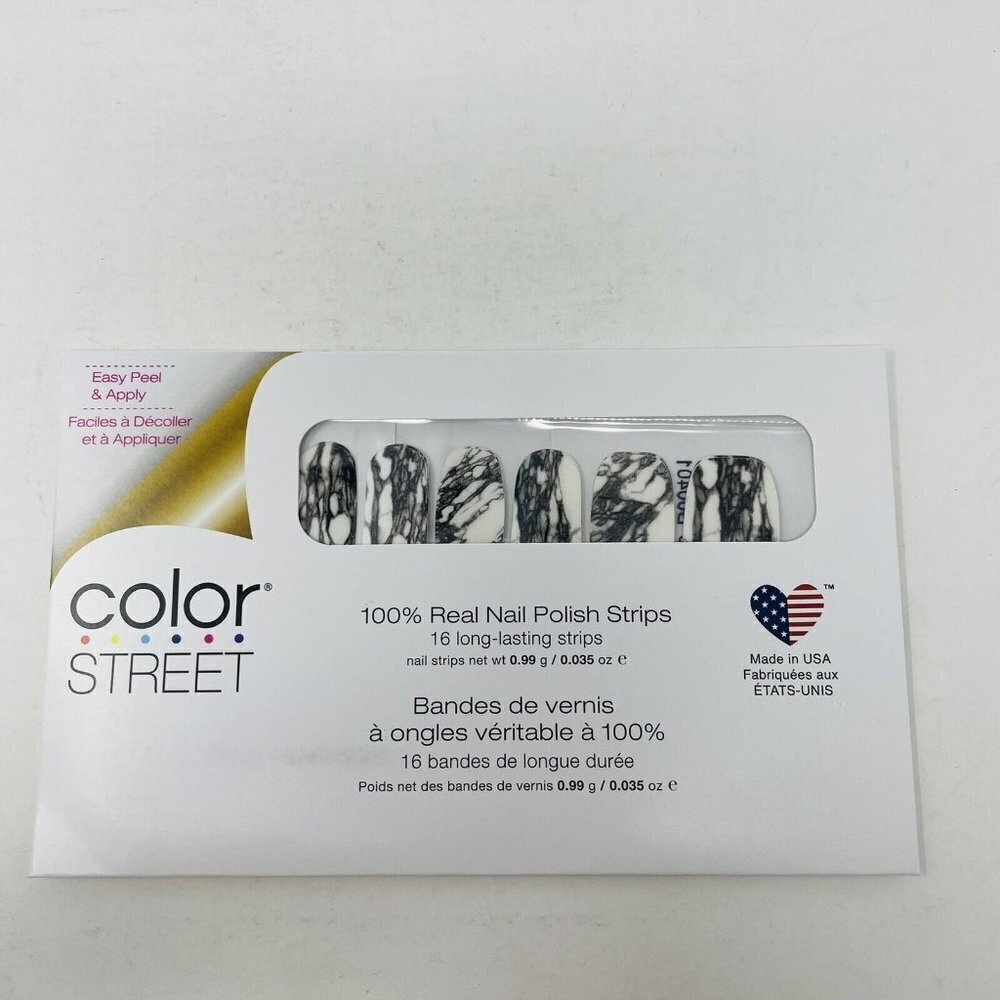 Color Street 100% Real Nail Polish Strips Mystic Marble White Art Design RETIRED